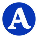Logo blanc lettre A sur fond bleu