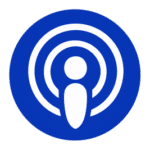 Logo bleu de podcast stylisé
